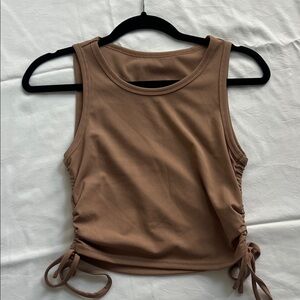 Amazon Brown Ribbed Tank Top with Side Ties